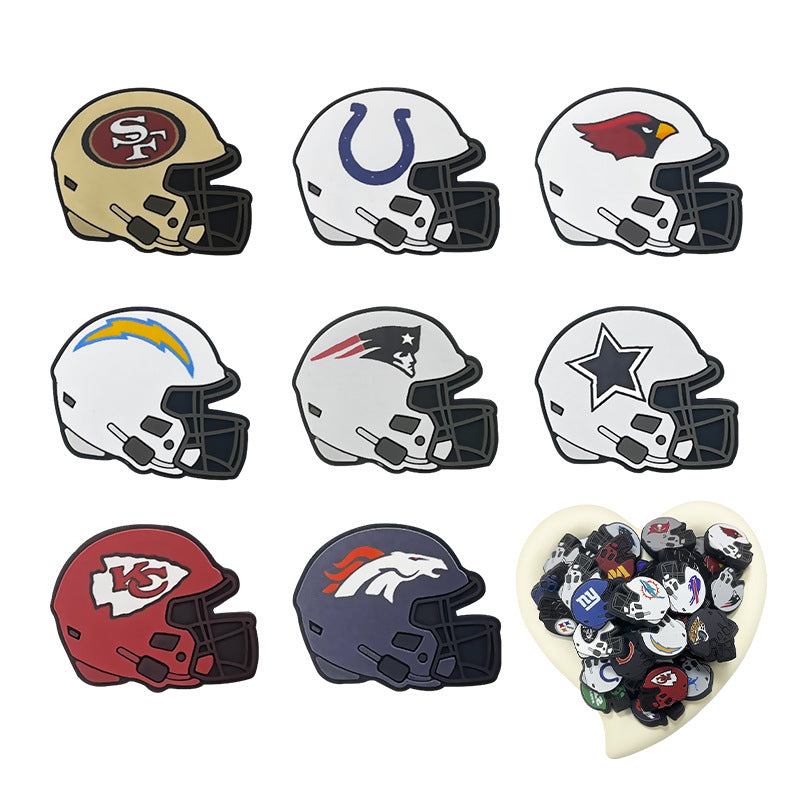 Football Team Printed Helmet NFL Dropping Glue DIY Silicone Creative Handmade Beads-10PCS