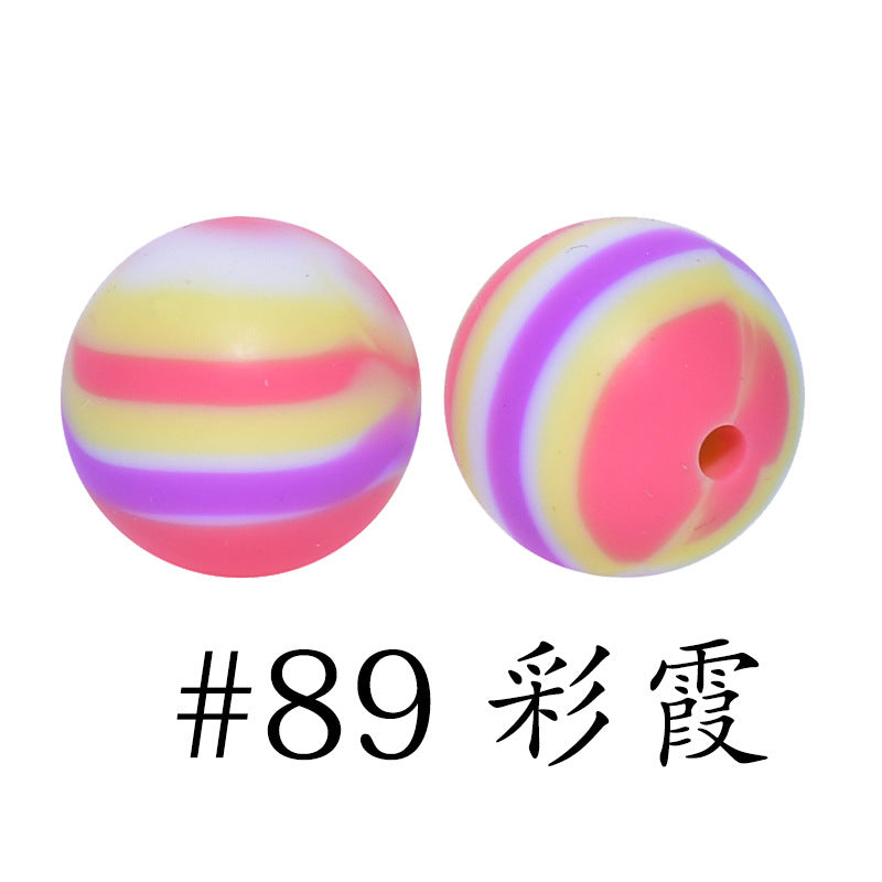 16mm Print Silicone Beads Colorful Silicone Water Transfer Beads-50PCS