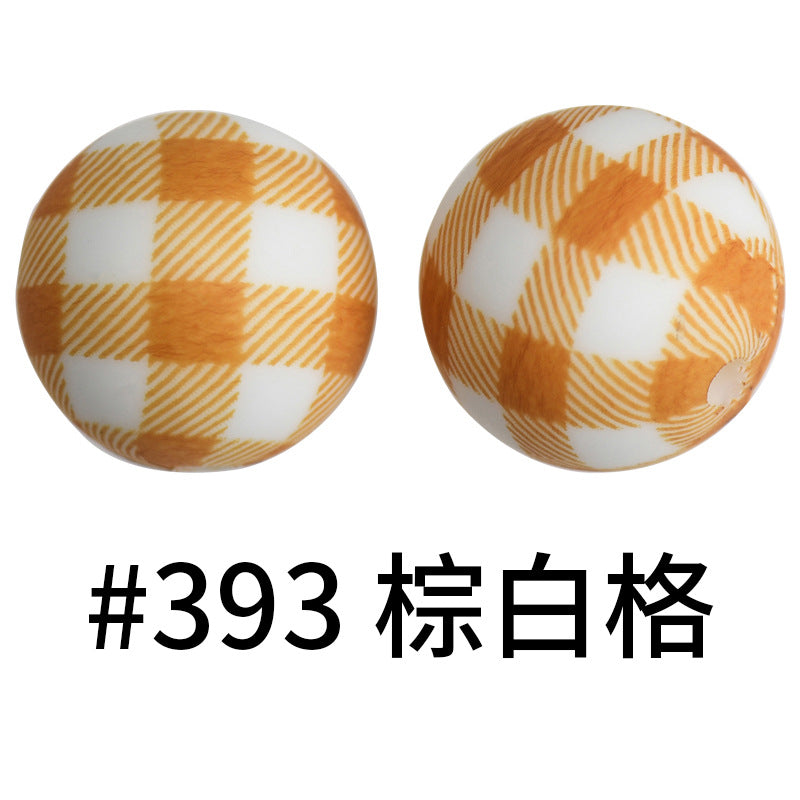 16mm Print Silicone Beads Colorful Silicone Water Transfer Beads-50PCS