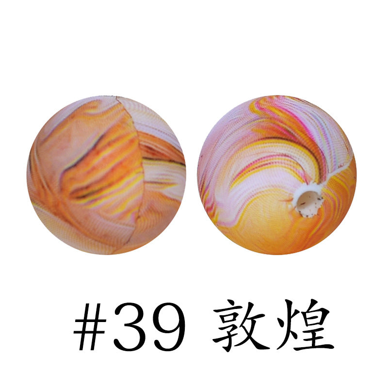16mm Print Silicone Beads Colorful Silicone Water Transfer Beads-50PCS