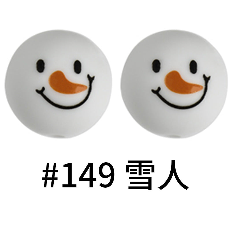 Print Silicone Beads Colorful Silicone Water Transfer Beads 16mm-50PCS