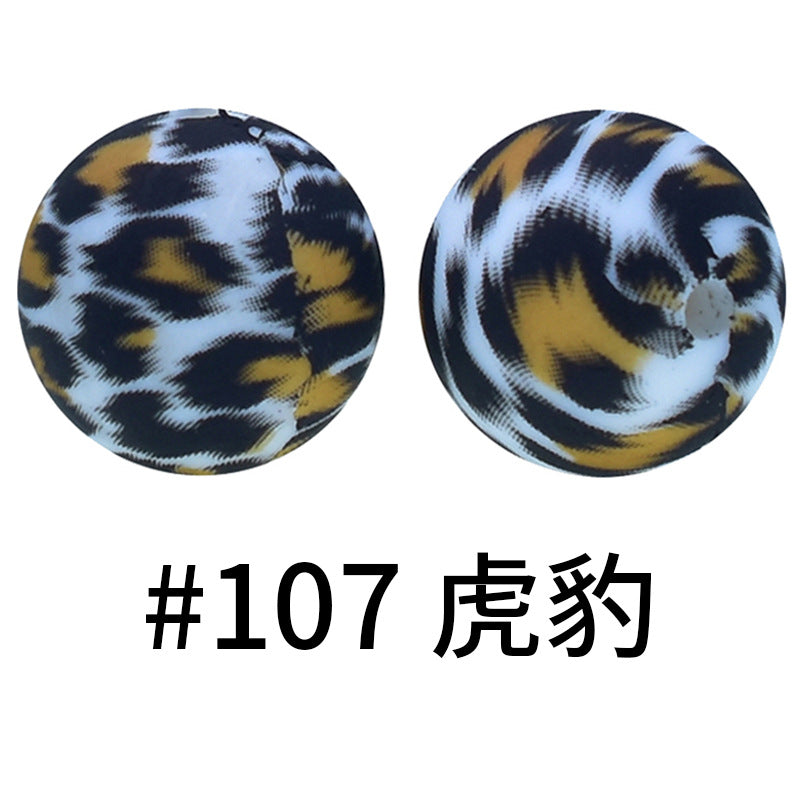 16mm Print Silicone Beads Colorful Silicone Water Transfer Beads-50PCS