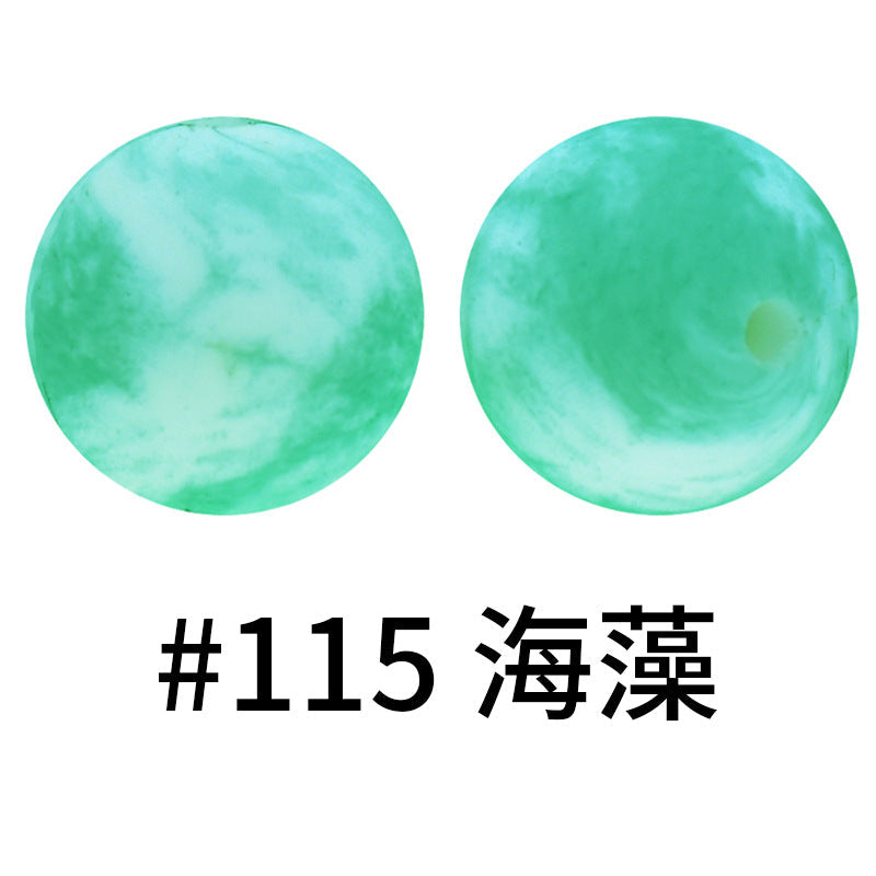 16mm Print Silicone Beads Colorful Silicone Water Transfer Beads-50PCS