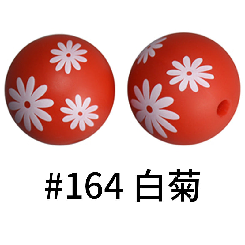 Print Silicone Beads Colorful Silicone Water Transfer Beads 16mm-50PCS