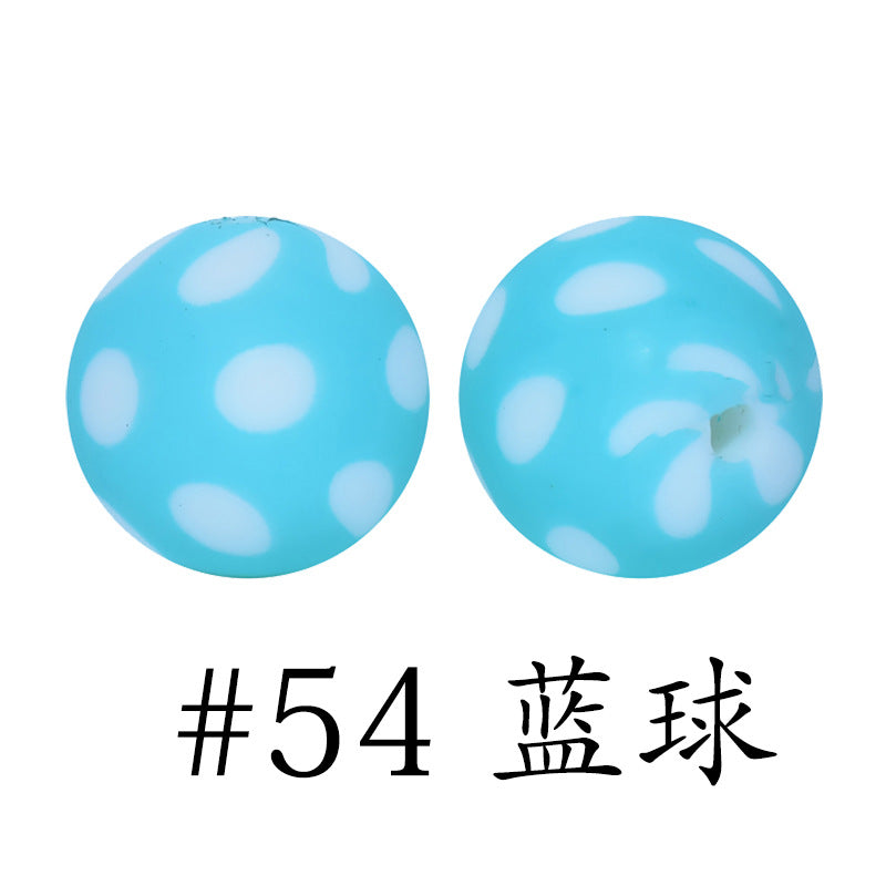16mm Print Silicone Beads Colorful Silicone Water Transfer Beads-50PCS