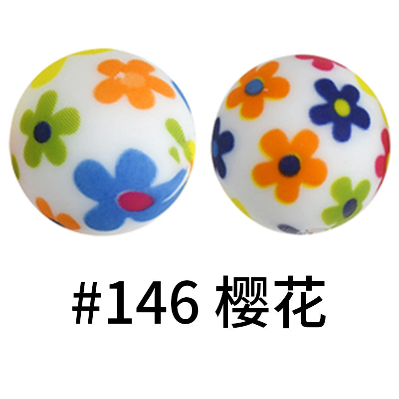 Print Silicone Beads Colorful Silicone Water Transfer Beads 16mm-50PCS