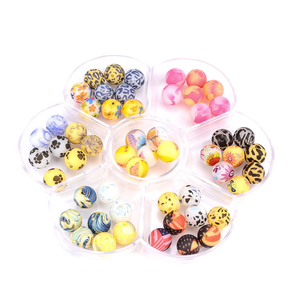 5mm Luminous Water Drop Leopard Beads Silicone Beads-50PCS