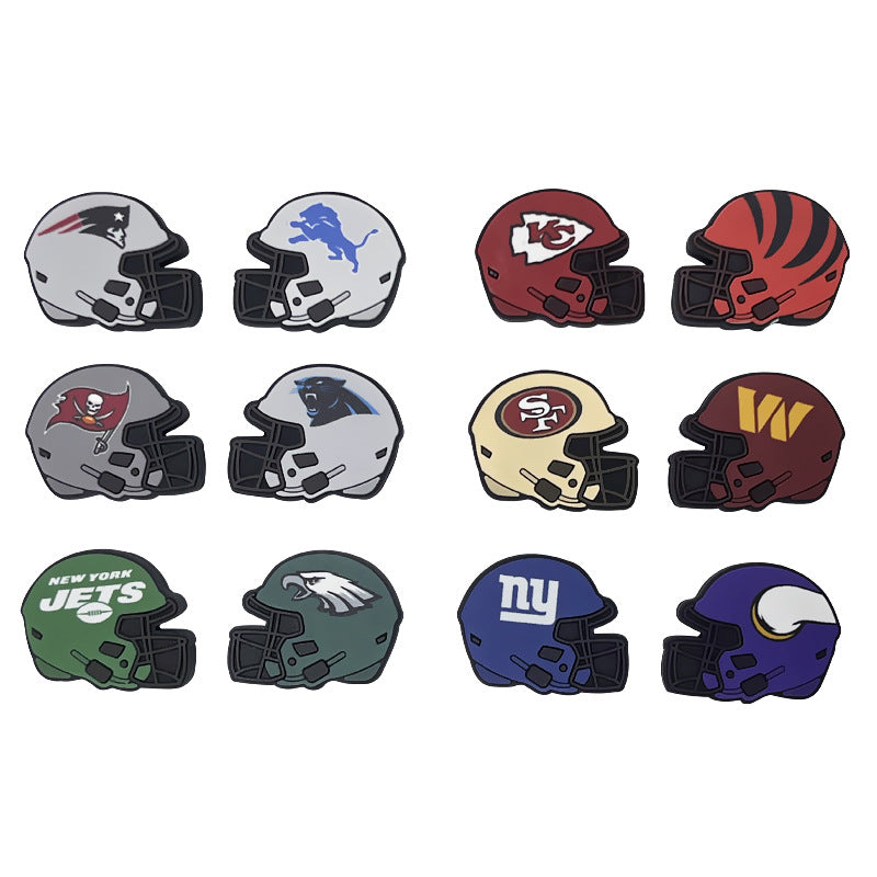 Football Team Printed Helmet NFL Dropping Glue DIY Silicone Creative Handmade Beads-10PCS