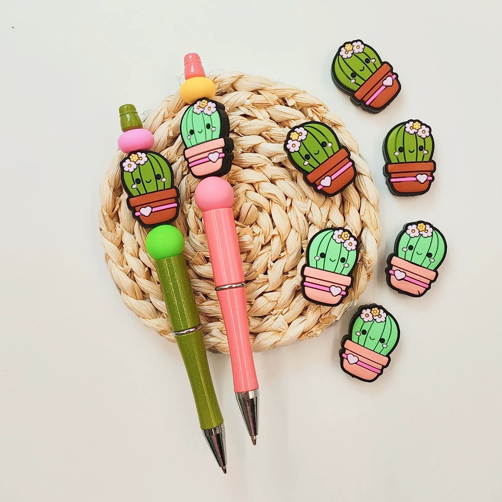 Flatback Cactus Silicone Focal Beads for DIY Keychains Bracelet Pens
