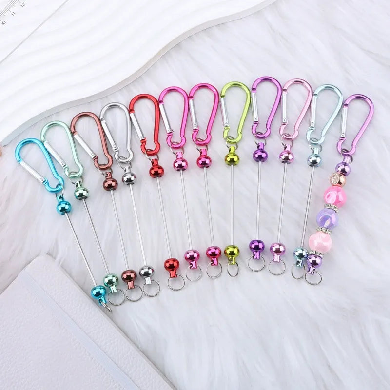 Beadable D Shaped Metal Keychain for DIY
