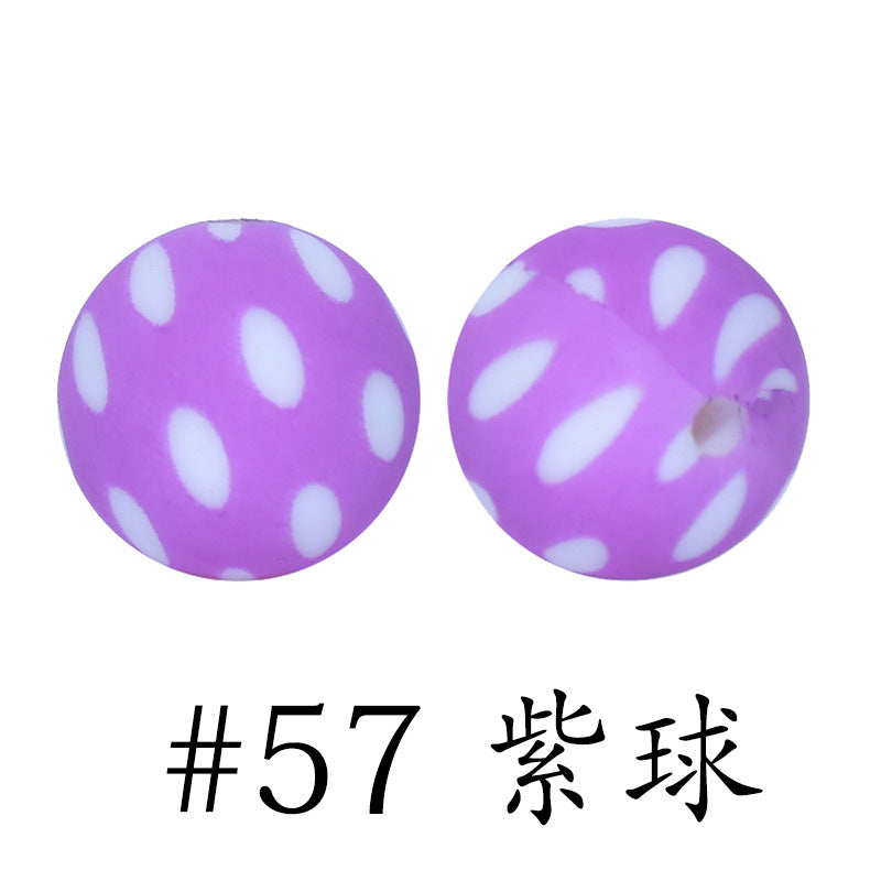 16mm Print Silicone Beads Colorful Silicone Water Transfer Beads-50PCS