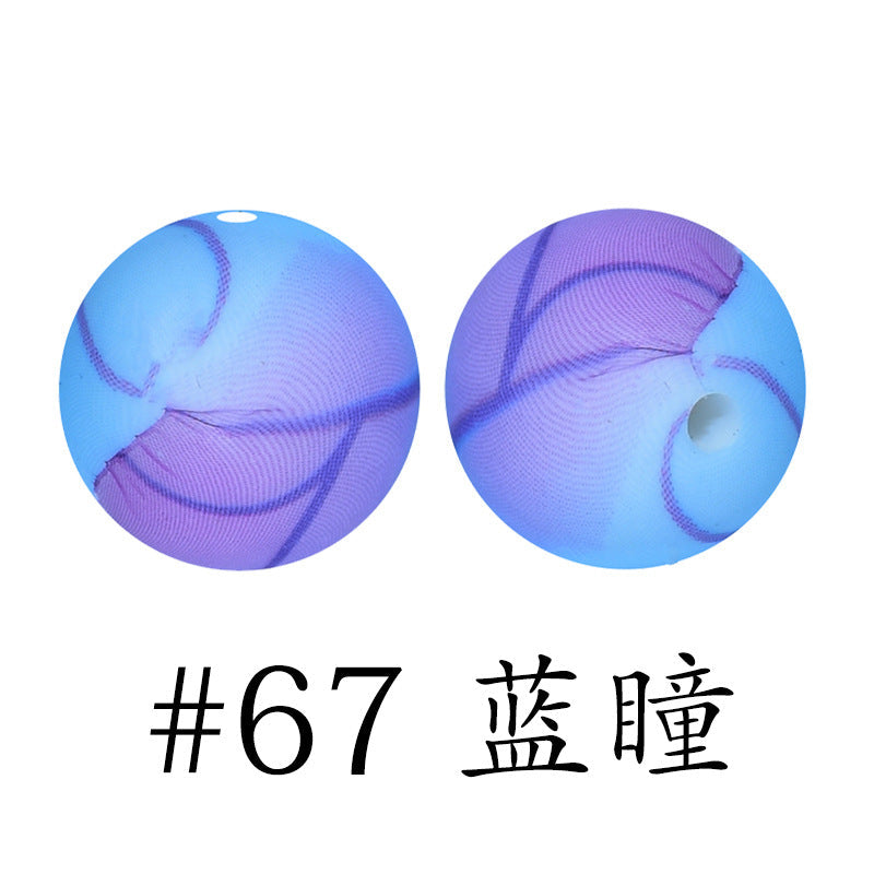 16mm Print Silicone Beads Colorful Silicone Water Transfer Beads-50PCS