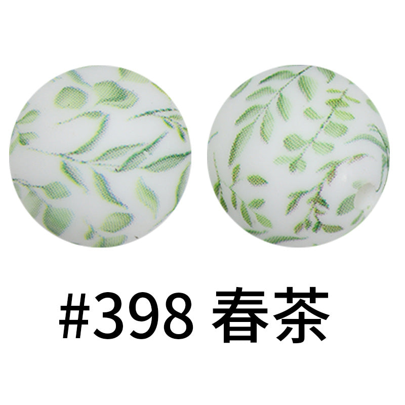 16mm Print Silicone Beads Colorful Silicone Water Transfer Beads-50PCS