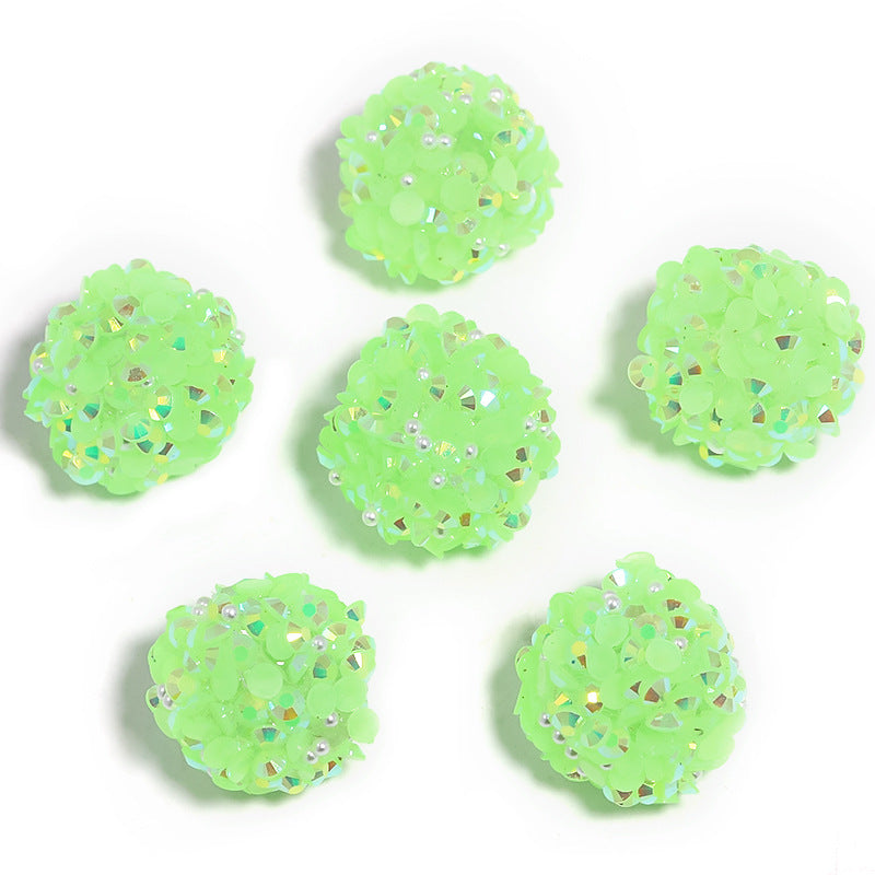 Colored Rhinestone Pearl Through Hole Acrylic Soft Sugar Beads-10PCS