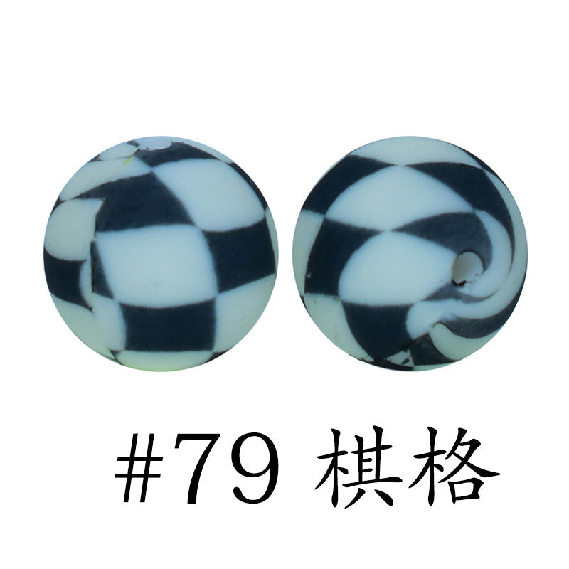 16mm Print Silicone Beads Colorful Silicone Water Transfer Beads-50PCS