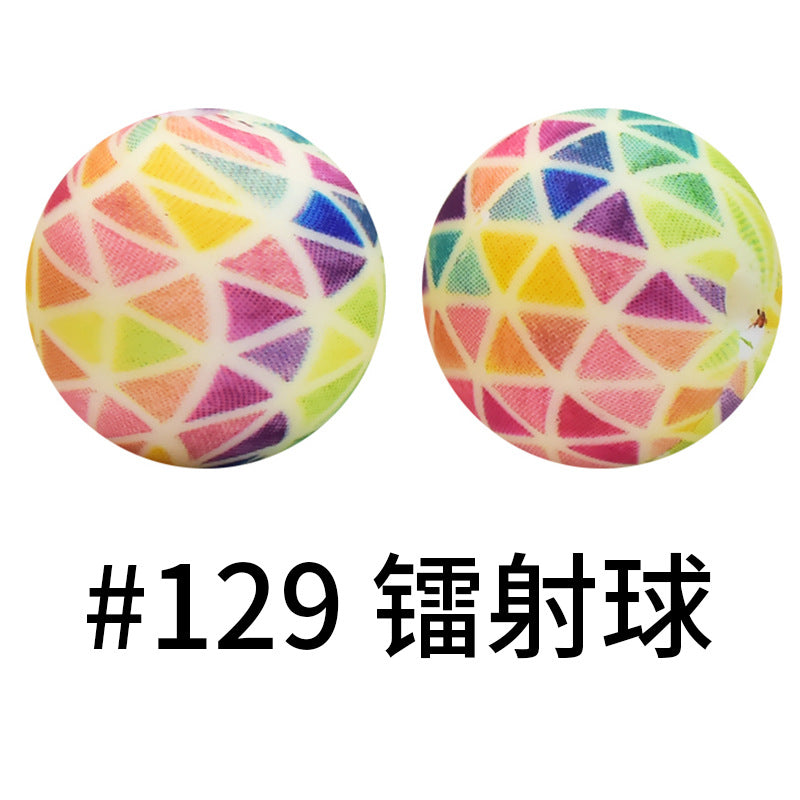 Print Silicone Beads Colorful Silicone Water Transfer Beads 16mm-50PCS