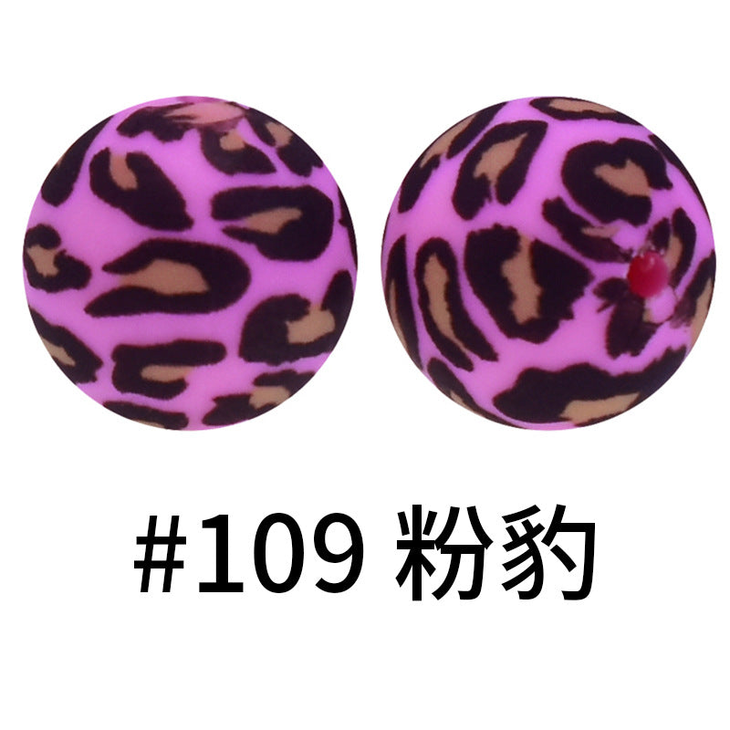 16mm Print Silicone Beads Colorful Silicone Water Transfer Beads-50PCS