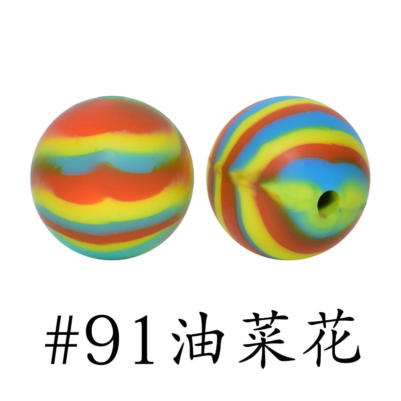 16mm Print Silicone Beads Colorful Silicone Water Transfer Beads-50PCS