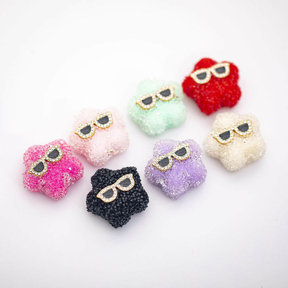 Acrylic Small Star Sugar Pen Caps Beaded-2PCS
