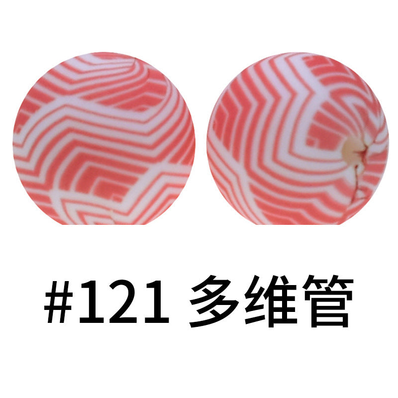 16mm Print Silicone Beads Colorful Silicone Water Transfer Beads-50PCS