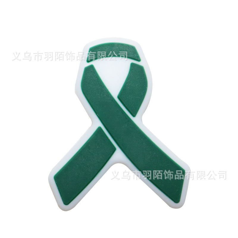Cartoon Ribbon Publicity Prevention Awareness Warning Badge Silicone Beads-10PCS