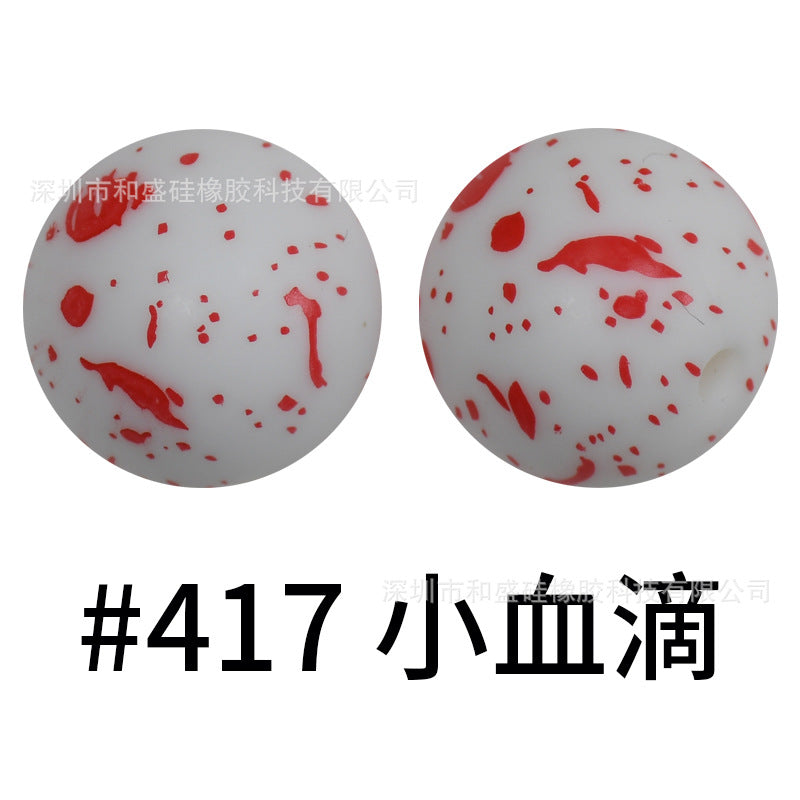 16mm Print Silicone Beads Colorful Silicone Water Transfer Beads-50PCS