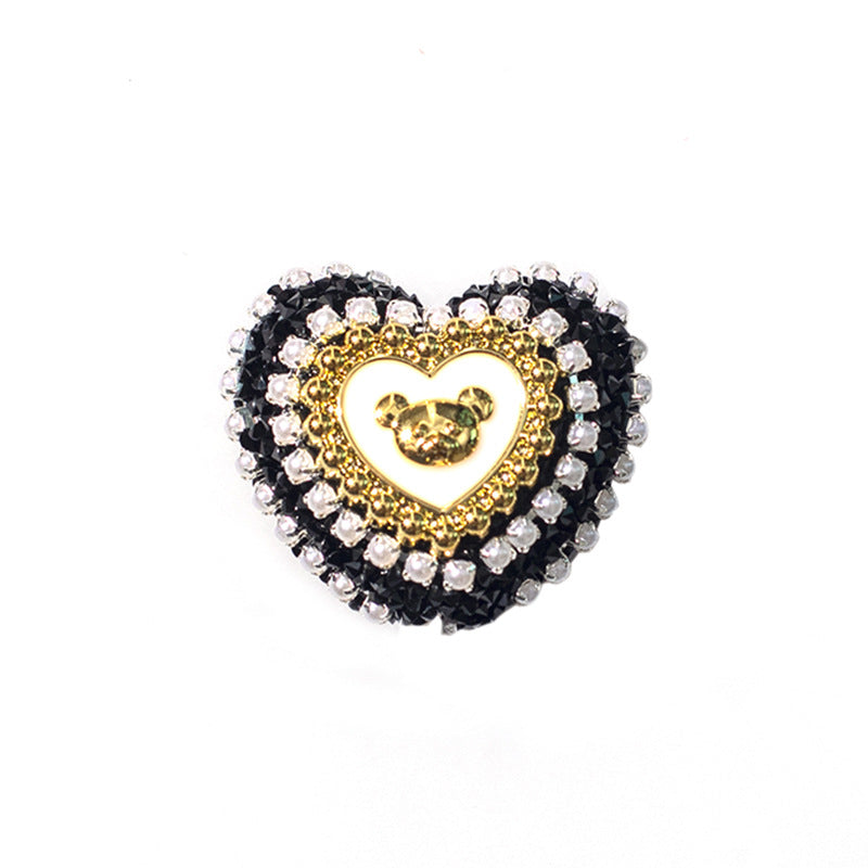 Acrylic Rhinestones with Large Peach Heart Beads-2PCS