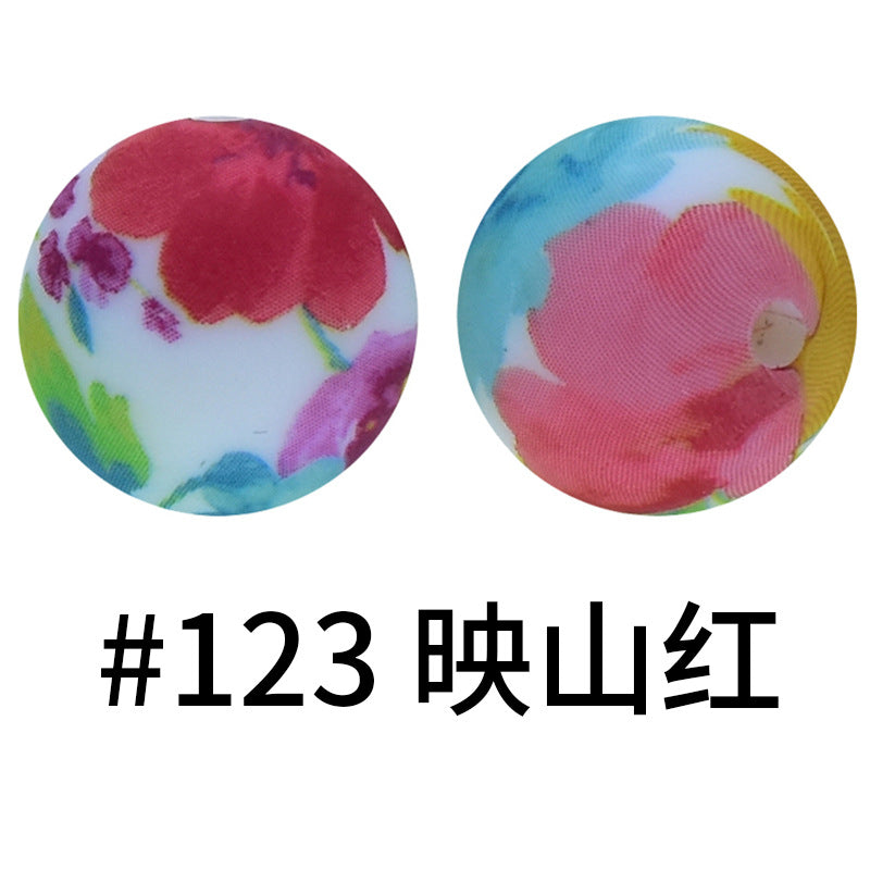16mm Print Silicone Beads Colorful Silicone Water Transfer Beads-50PCS