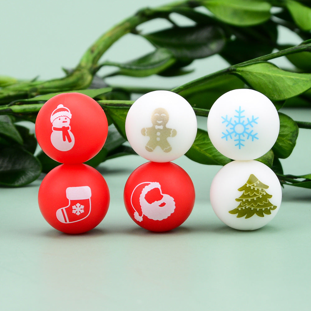Silicone Christmas Theme Beads-50PCS