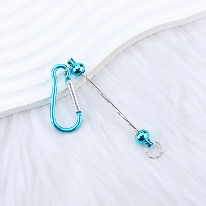 Beadable D Shaped Metal Keychain for DIY