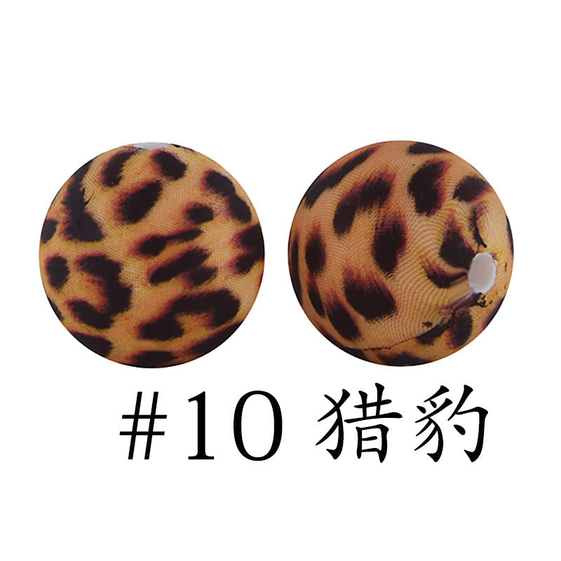 16mm Print Silicone Beads Colorful Silicone Water Transfer Beads-50PCS