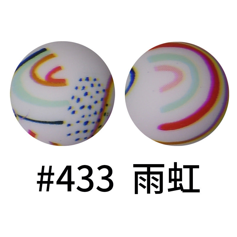 16mm Print Silicone Beads Colorful Silicone Water Transfer Beads-50PCS