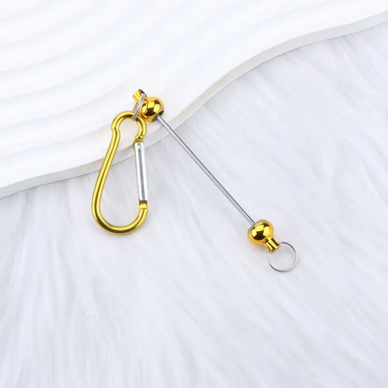 Beadable D Shaped Metal Keychain for DIY