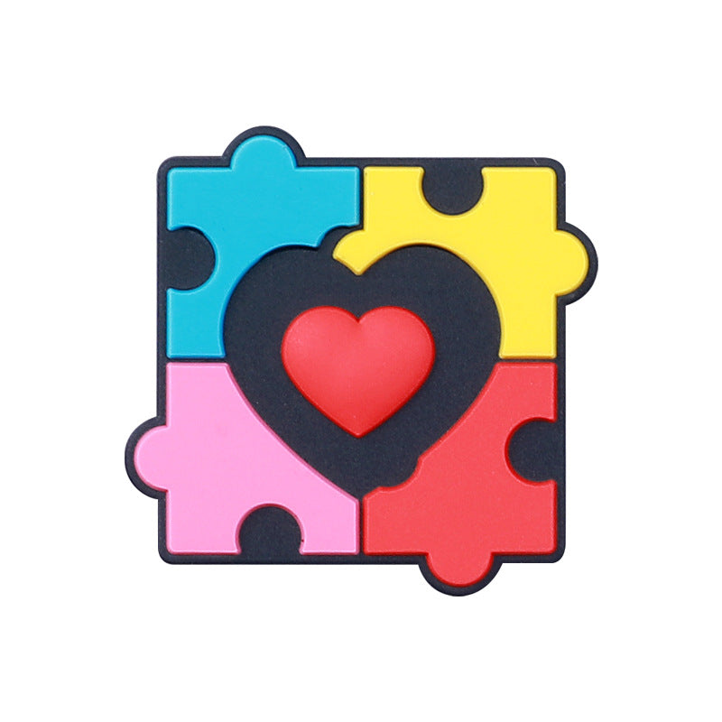 Rainbow Puzzle Silicone Beads-10PCS