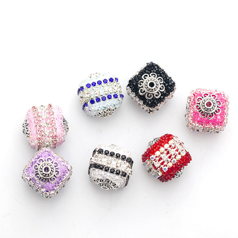 Acrylic Shiny Square Claw Chain Beaded Diamond Balls-2PCS