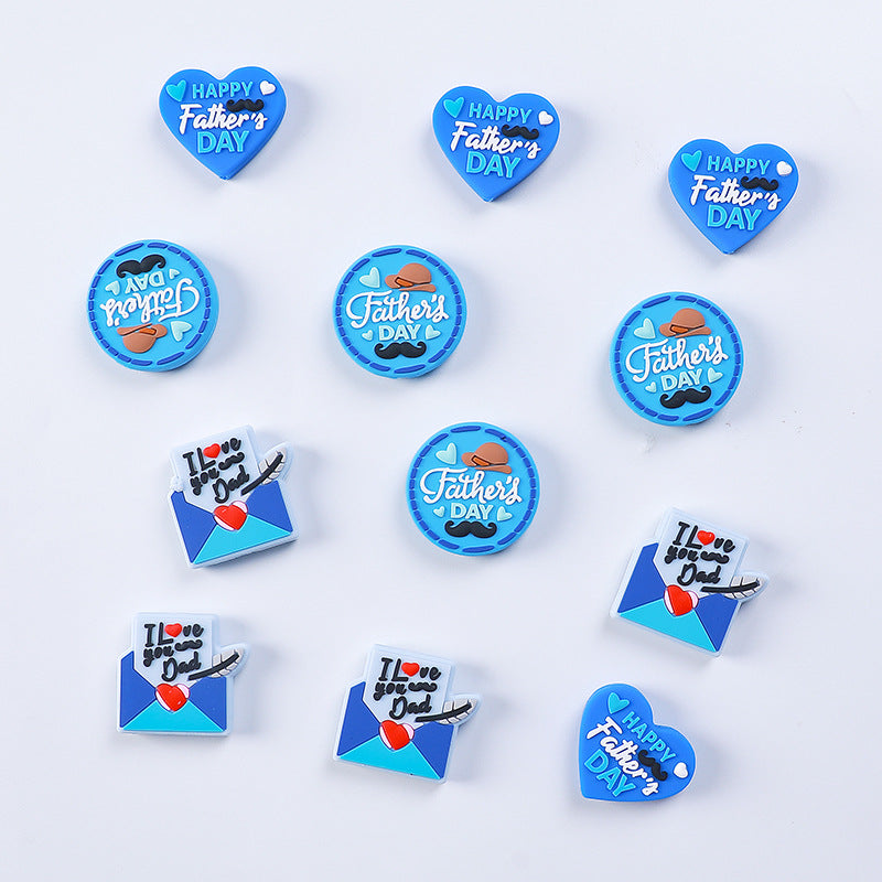 Father's Day Heart Shaped Silicone Beads-10PCS