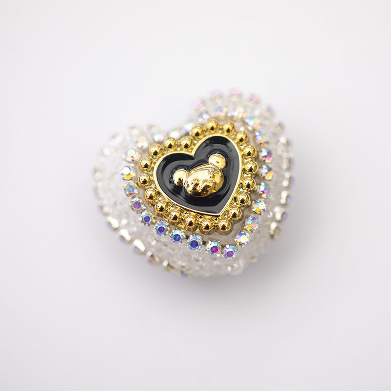 Acrylic Rhinestones with Large Peach Heart Beads-2PCS