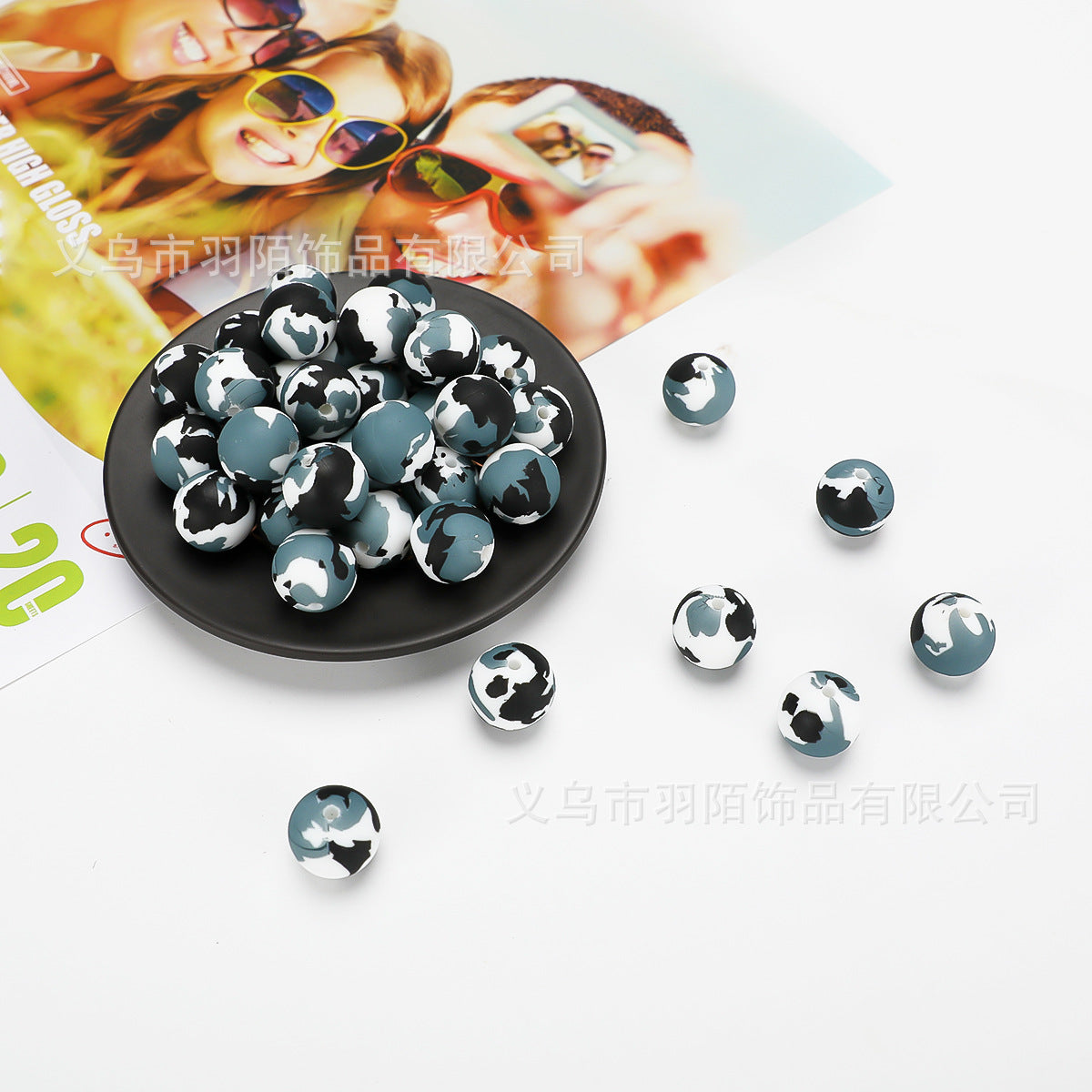 Creative Water Transfer Silicone Accessories Beads-50PCS