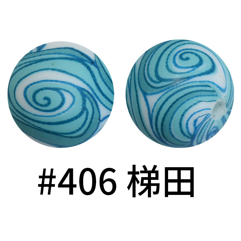 16mm Print Silicone Beads Colorful Silicone Water Transfer Beads-50PCS
