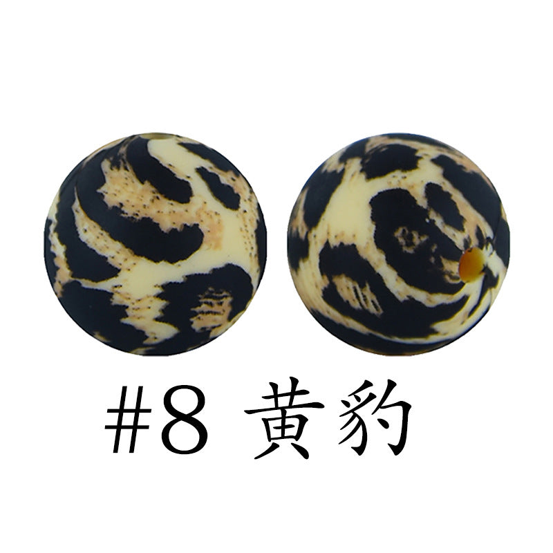16mm Print Silicone Beads Colorful Silicone Water Transfer Beads-50PCS