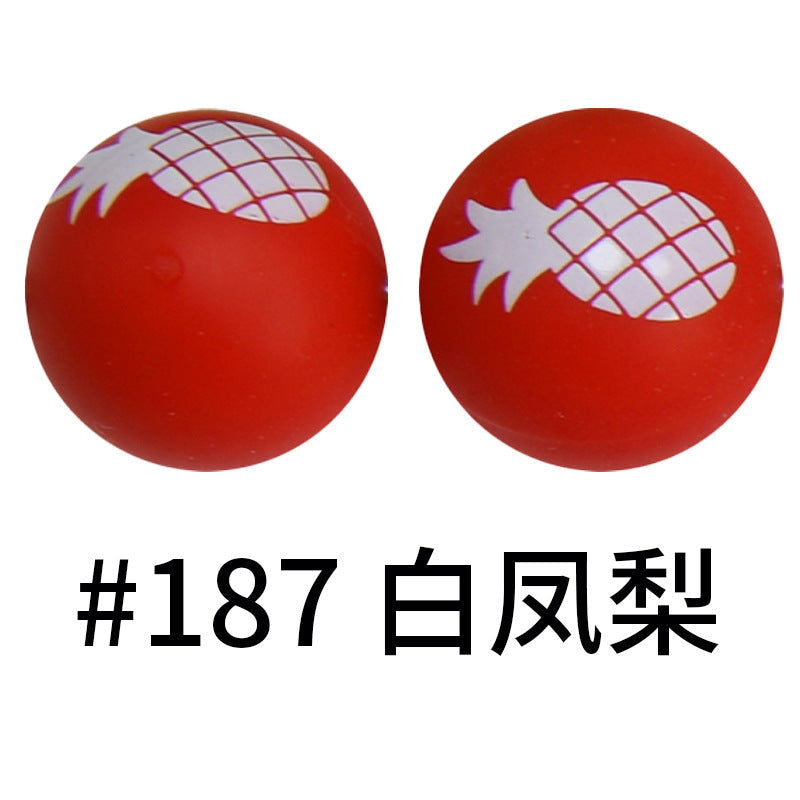 16mm Print Silicone Beads Colorful Silicone Water Transfer Beads-50PCS