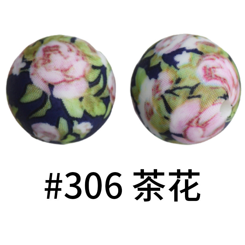16mm Print Silicone Beads Colorful Silicone Water Transfer Beads-50PCS