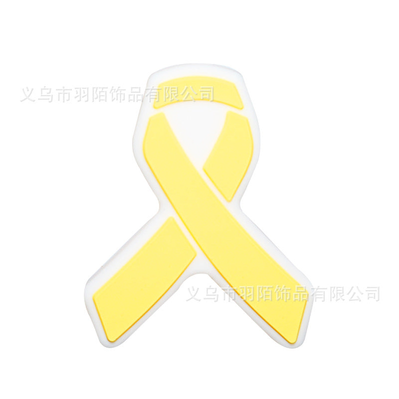 Cartoon Ribbon Publicity Prevention Awareness Warning Badge Silicone Beads-10PCS