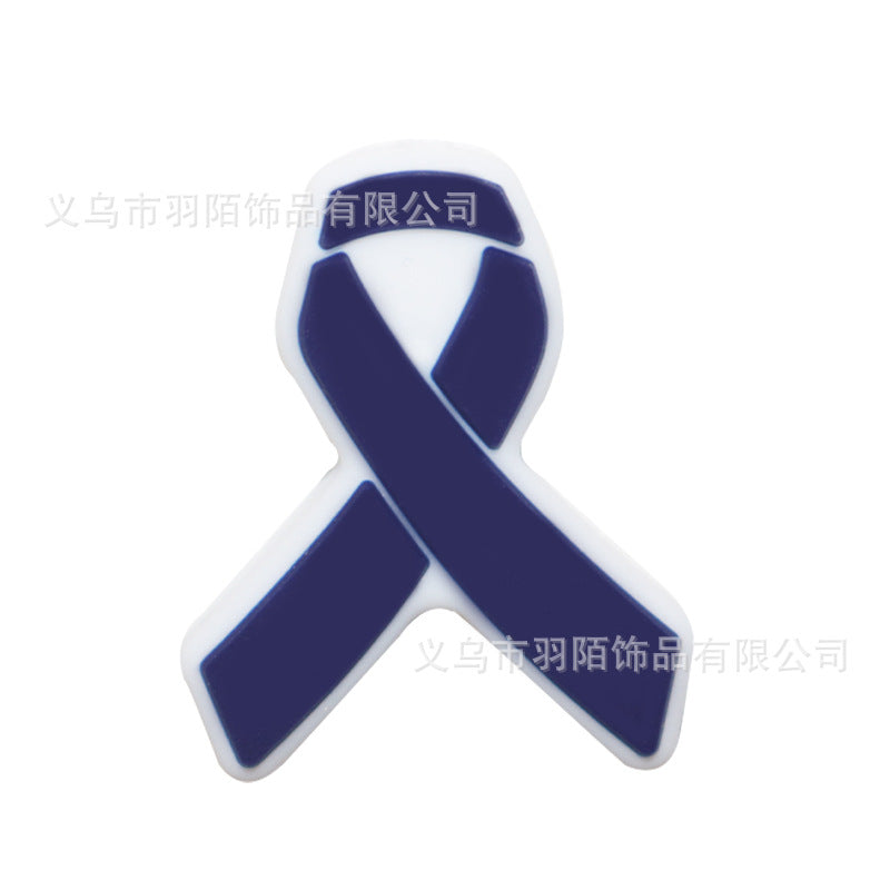 Cartoon Ribbon Publicity Prevention Awareness Warning Badge Silicone Beads-10PCS