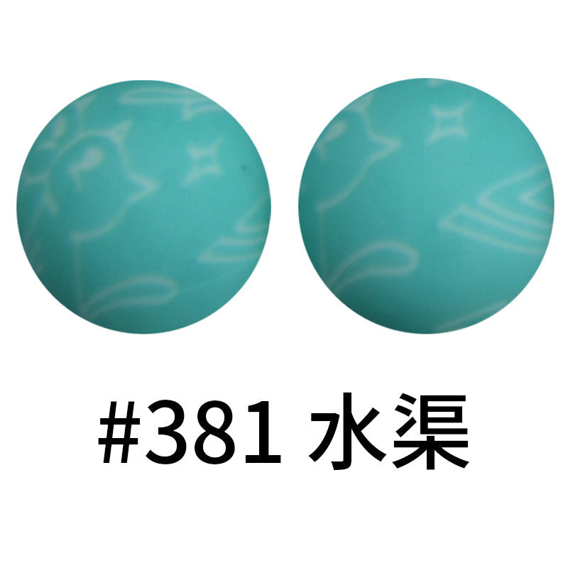 16mm Print Silicone Beads Colorful Silicone Water Transfer Beads-50PCS