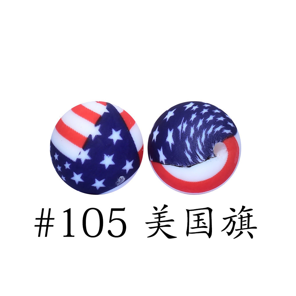 16mm Print Silicone Beads Colorful Silicone Water Transfer Beads-50PCS