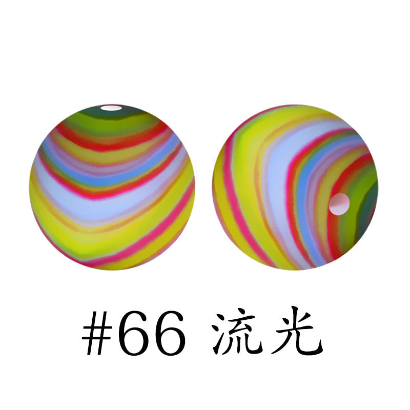 16mm Print Silicone Beads Colorful Silicone Water Transfer Beads-50PCS