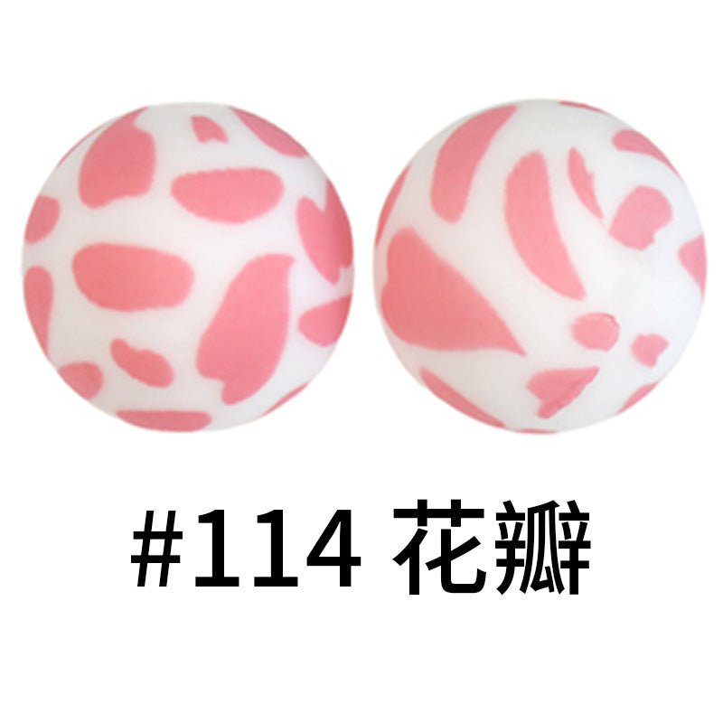 16mm Print Silicone Beads Colorful Silicone Water Transfer Beads-50PCS