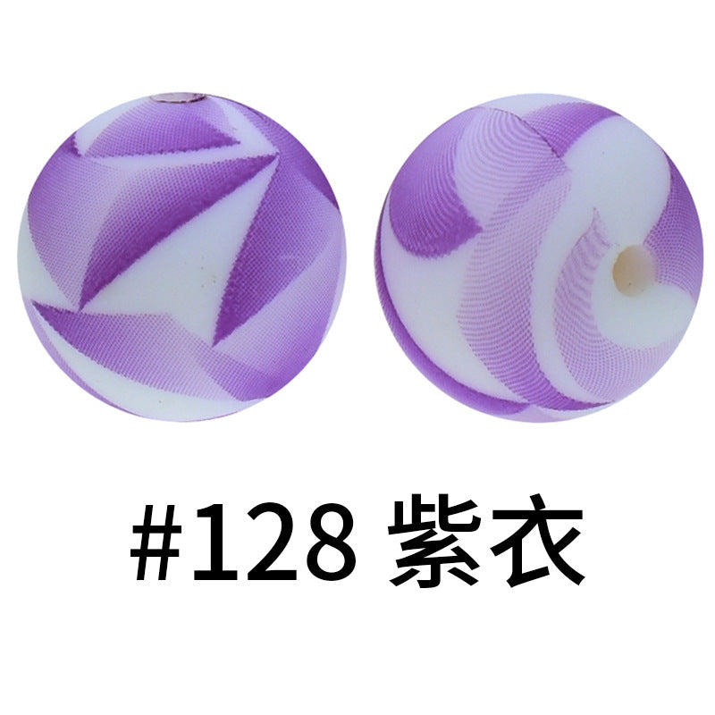 Print Silicone Beads Colorful Silicone Water Transfer Beads 16mm-50PCS