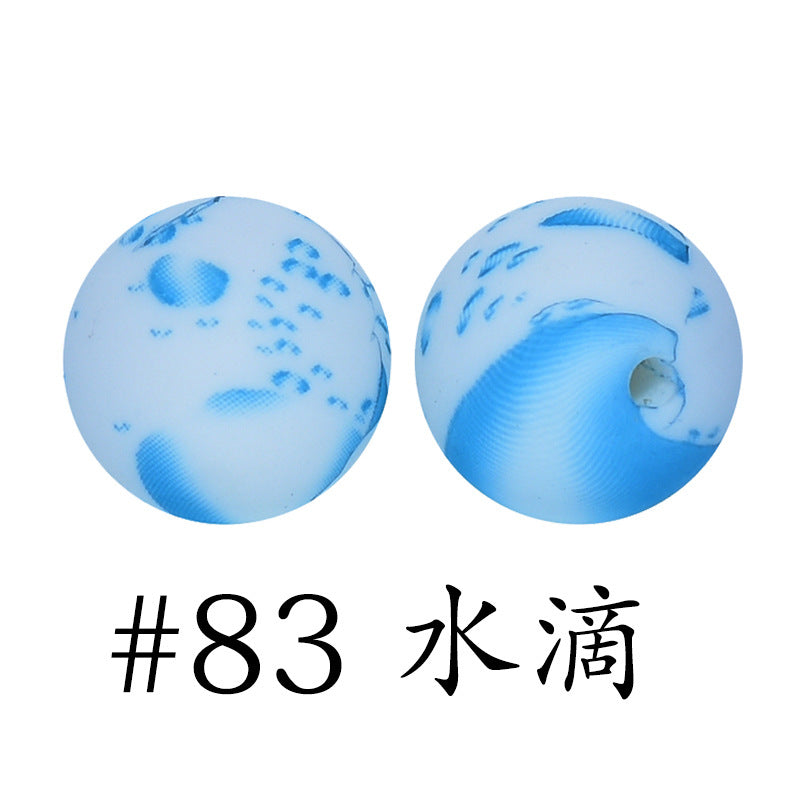 16mm Print Silicone Beads Colorful Silicone Water Transfer Beads-50PCS